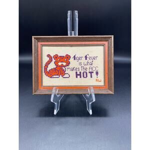 Vintage Clemson Tigers ACC Needlework Needle Point Art Work 5" x 7"